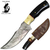 BC HKDB-39 10" Damascus Blade Bone Collector Bovine Bone & Horn Hunting Knife with Leather Sheath