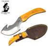 BC 805-YBN 7.5" Bone Collector Gut Hook Blade Yellow Bone Handle Hunting Knife with Leather Sheath