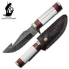 BC 822-DB 10" Bone Handle Hunting Knife with Gut Hook and Damascus Blade