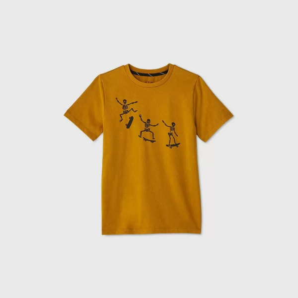 Boys' Gold Wash Short Sleeve Skateboard Graphic T-Shirt Tee