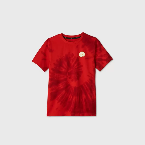 Boys' Short Sleeve Red Tie-Dye Skull Graphic T-Shirt Tee