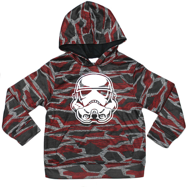 Boys Youth Red Digi Camo Star Wars Storm Trooper Helmet Hoodie Pullover Sweater