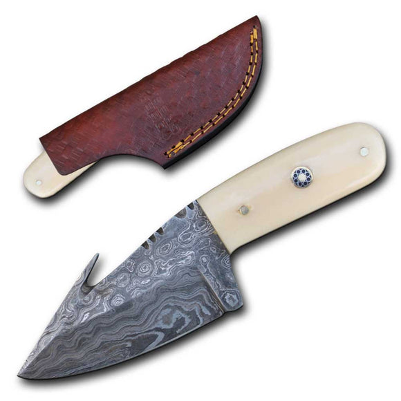 DC 5252-BNDB Bone Handle Skinning Knife with Leather Sheath