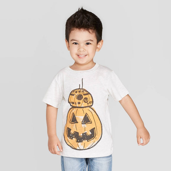Toddler Boys' Star Wars Halloween BB-8 Short Sleeve T-Shirt Light Gray Tee