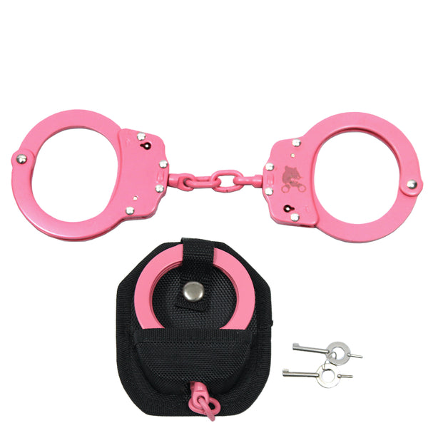 HC 010382-PN Pink Double-Lock Chained Handcuffs with Case