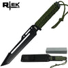 HK 7130-140B 14" Rtek Black Blade Cord Wrapped Combat Knife with Sheath & Sharpening Stone