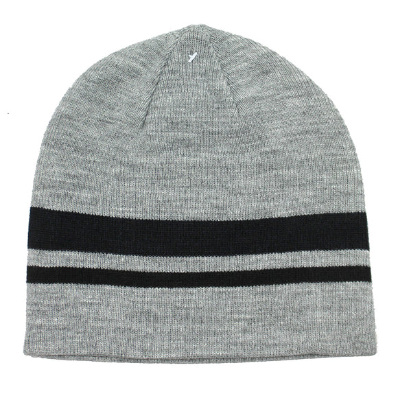 Hanes Grey Striped Beanie Winter Hat