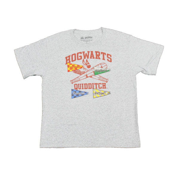 Boys Youth Grey Heather Harry Potter Hogwarts Quidditch Graphic Tee T-Shirt