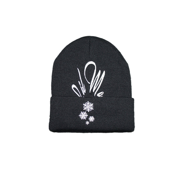 Adult Black Embroidered Cuff Beanie