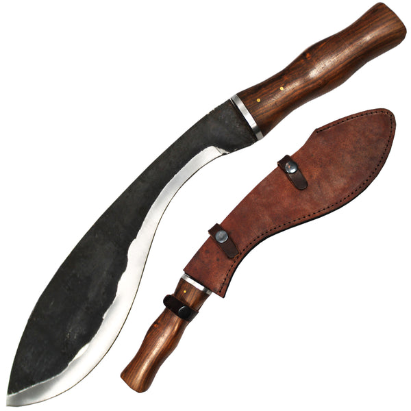 KK 6768-130 16.5" Hand Forged Rose Wood Kukri Hunting Knife with Leather Sheath