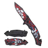 KS 1071-RD 4" Red Flaming Skull Snake Handle Assist-Open Rescue Knife with Belt Cutter & Glass Breaker