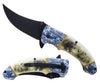 KS 1101-BR 4.75" Bear Handle Trailing Point Blade Assist-Open Folding Knife