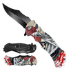 KS 1205-1 4.75" Samurai Ronin Print Handle Dao Blade Assist-Open Folding Knife with Pocket Clip