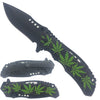 KS 1696-BGN 4.5" Marijuana Leaf Honeycomb Folding Assist-Open Pocket Knife
