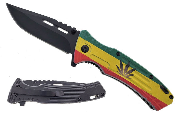 KS 1972-MM 4.5" Marijuana Rasta Assist-Open Tactical Folding Knife