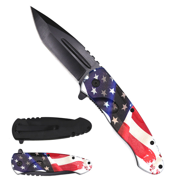 KS 1996-UF 4.5" Assist-Open USA Flag Folding Knife with Belt Clip