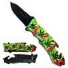 KS 3108-MM1 5" Marijuana Leaf Rasta Folding Tactical Rescue Knife