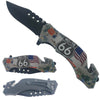 KS 31309-3 4.5" Spring Assisted American Heritage Rescue Folding Pocket Knife - Route 66 Tradition