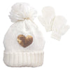 Little Me Baby Girl's White Ivory Usa 12-24 Months Hat Beanie Mittens Set