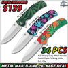 PKG DEAL #137 - 36 PCS Metal Marijuana Assist-Open Folding Knives Package Deal - Free Shipping
