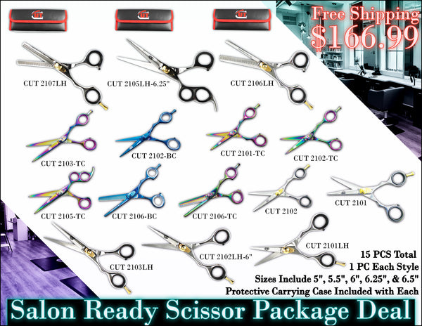 Package Deal #144 15 PCS Salon Ready Scissor Package Deal - Free Shipping