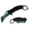 PK 4780-GN 5" Green Spring Assisted Folding Karambit Knife Shark Head Print