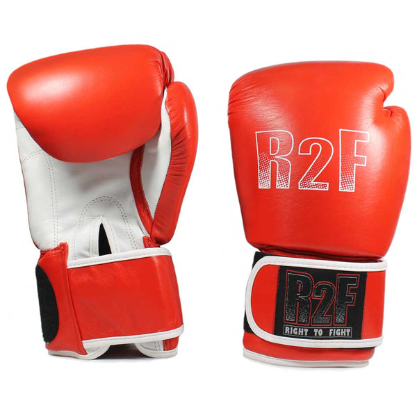 R2F-10ozRD All leather boxing gloves with wrist support
