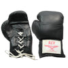 REX 401-12BK Black Leather 12 Oz Lace-up Boxing Gloves
