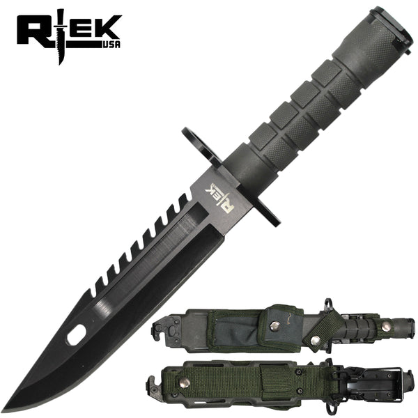 RT 14191 13" Rtek Black & Gray Tactical Bayonet Knife with Sheath & Wire Cutter