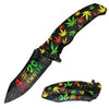 SK 6417-A1 4.5" 420 Marijuana Double Sided Printed Handle Assist-Open with Belt Clip