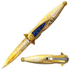 SP 537-GD 5.25" Derling Gold & Blue Acrylic Handle Assist-Open Folding Knife with Belt Clip