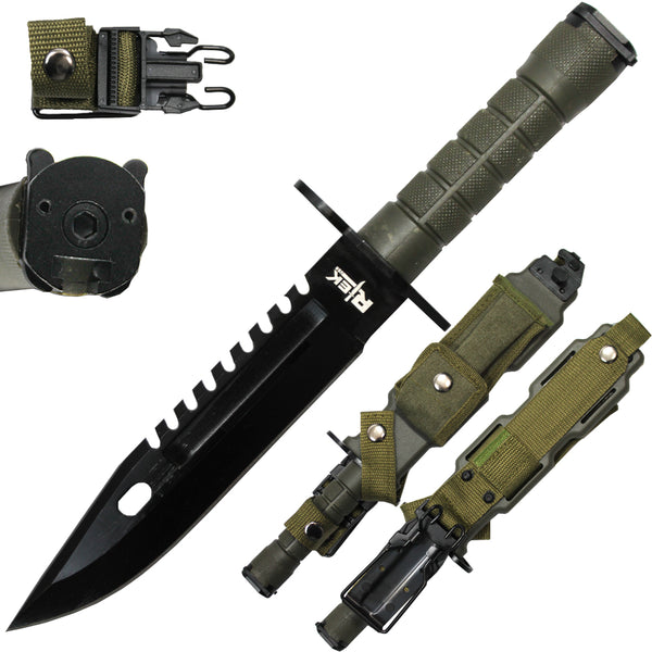 SUR 10189-CA 13" RTEK Camo Tactical Bayonet Knife Harden Plastic Sheath