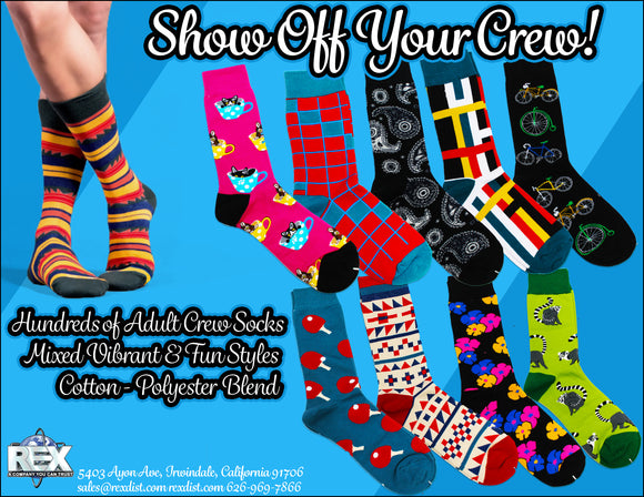 Adult Mixed Cotton Blend Crew Sock Package Deal