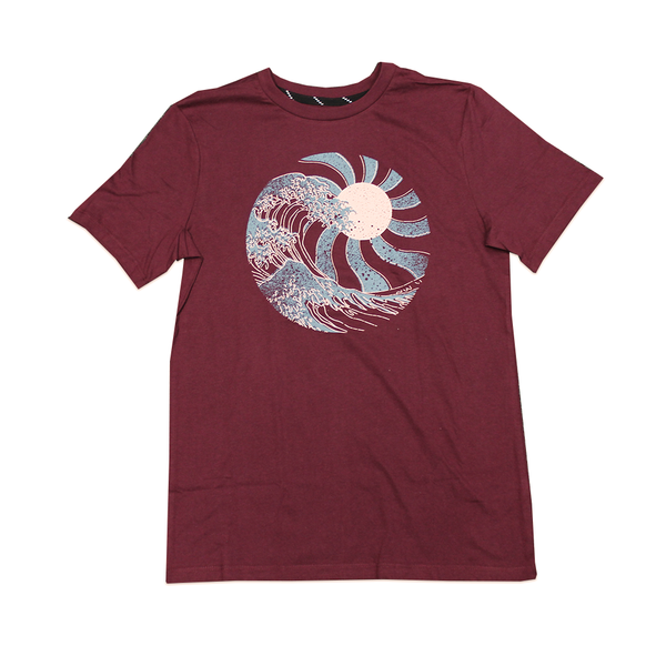 Boy's Maroon Wave Graphic Short Sleeve Tee T-Shirt