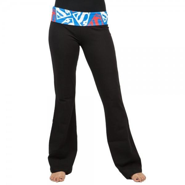 Womens Juniors Color Superman Logo Fold Yoga Pants