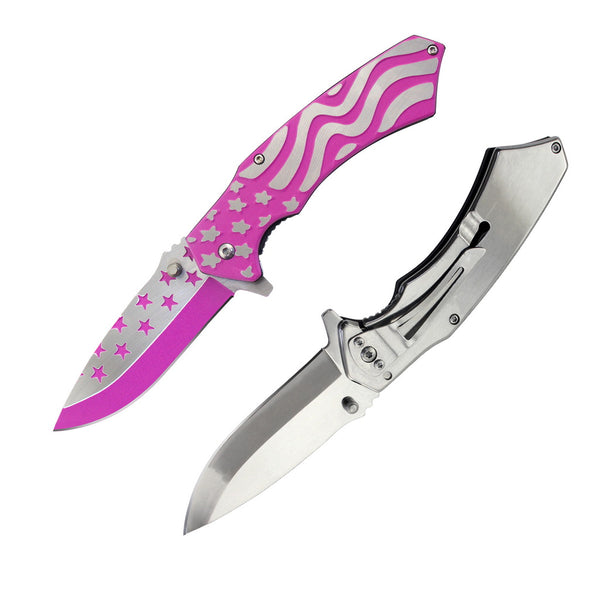 T 277289-PP 4.75″ Purple USA Flag Spring Assist Titanium Coated Frame Lock Folding Knife