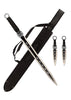 T 661085-BK 27″ Black Tactical Skull Machete Sword w/ Two 7.5″ Throwing Knives
