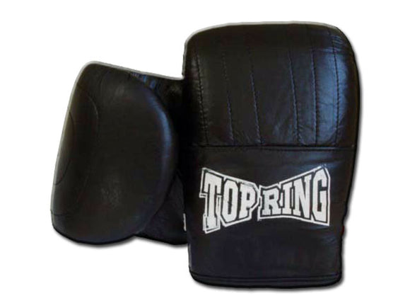 TR 399-BK Top Ring Black Leather Punching Bag Training Gloves