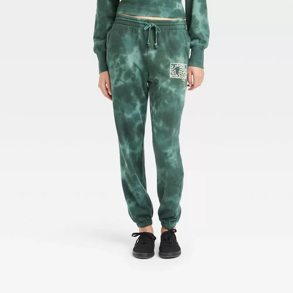 Women's Keith Haring Graphic Green Tie-Dye Jogger Pants