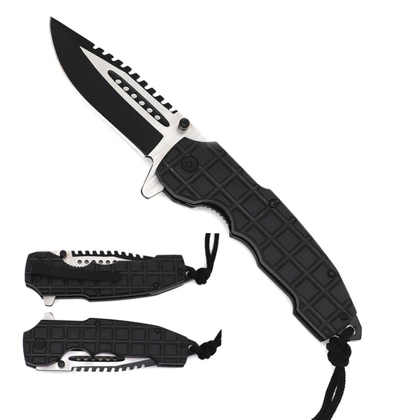 KS 1979-BK 5" Black Assist-Open Tactical Folding Knife with Paracord