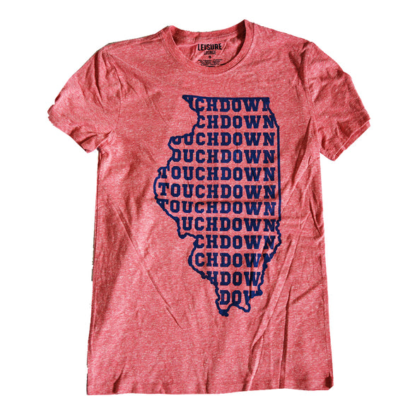 Men's Red Heather State Touchdown Graphic Tee T-Shirt