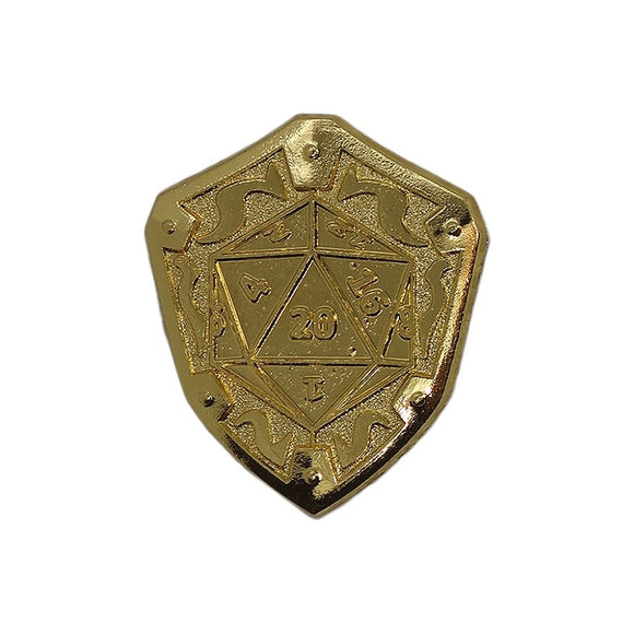 Loot Crate D20 Dice Gold Shield Enamel Pin
